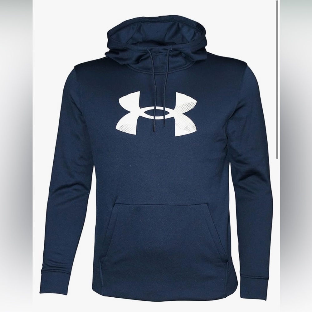 $⬇️Under Armour Men's Fashion Fleece Big Logo Hoodie Size MED Color Navy & White